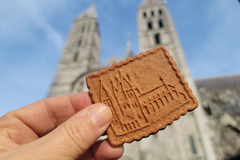Spekulatius Desobry, Kathedrale von Tournai im Hintergrund